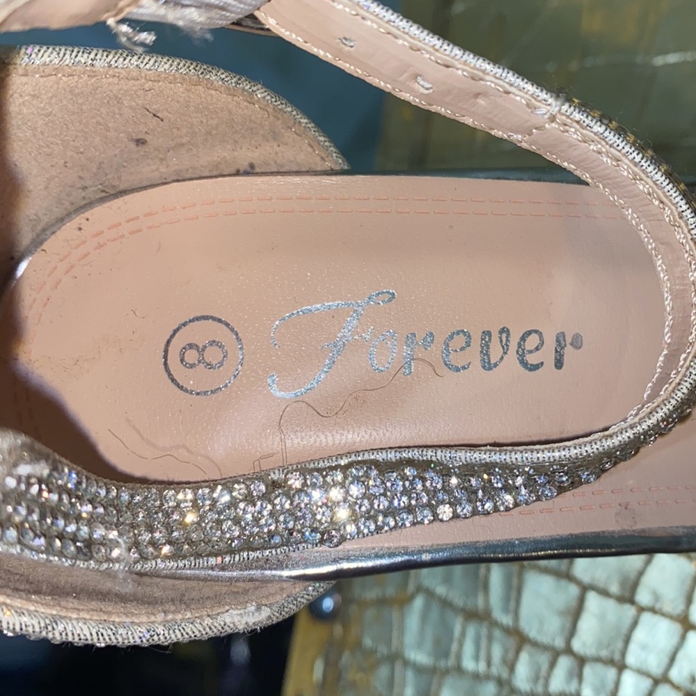 Forever Silver Rhinestone Platform Evening Sandal… - image 5